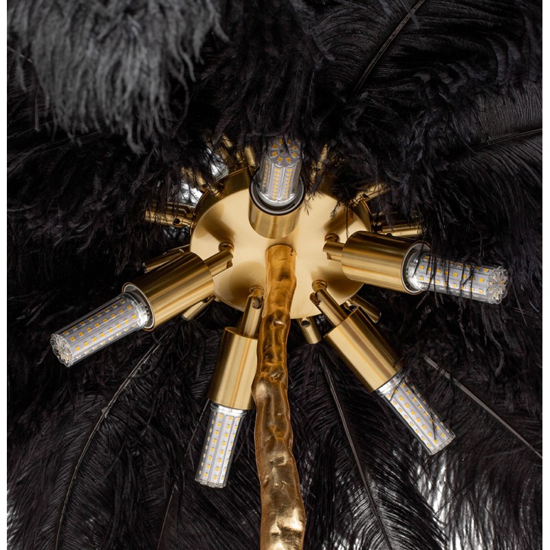 Lampa podłogowa TIFFANY złota / czarna