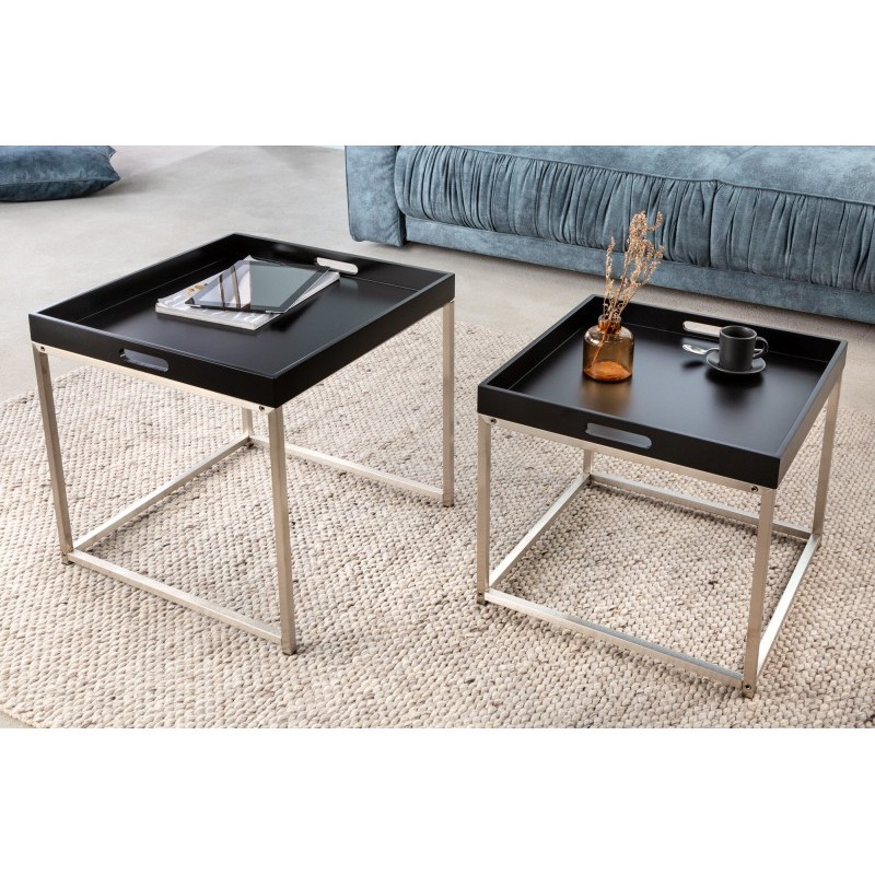 INVICTA zestaw stolików ELEMENTS 2er  czarne