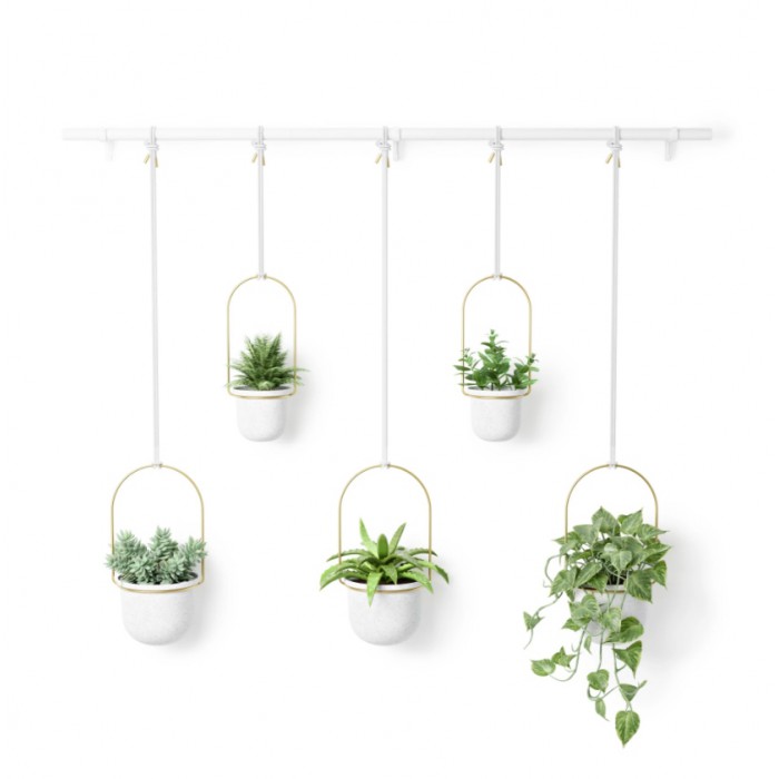 UMBRA donica wisząca TRIFLORA 5 LARGE biała / mosiądz
