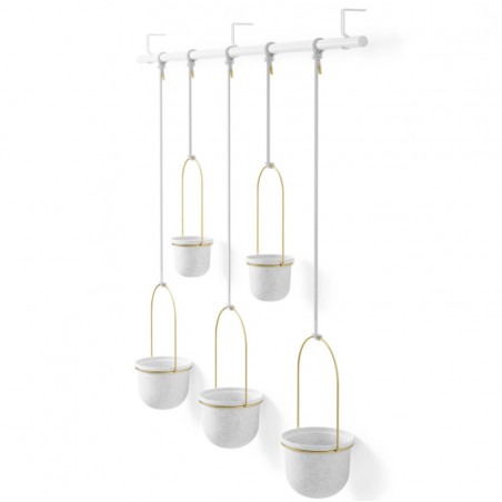 UMBRA donica wisząca TRIFLORA 5 LARGE biała / mosiądz