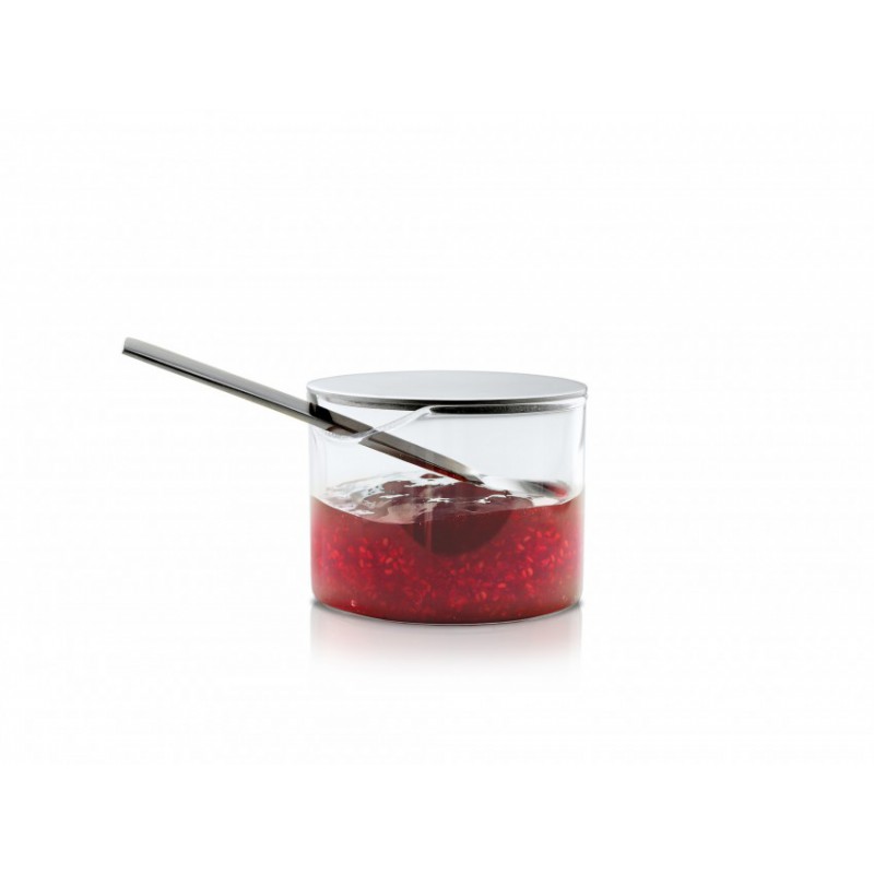 Blomus SZKLANY POJEMNIK Z POKRYWĄ STALOWĄ, MATOWY