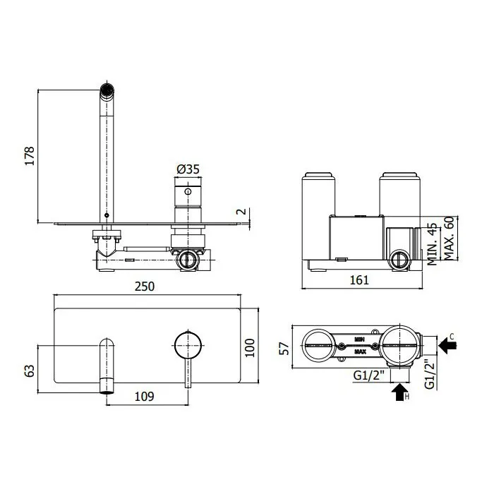 Paffoni Light Kompletna Bateria umywalkowa...
