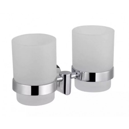 Stella Classic Uchwyt z dwoma kubkami, chrom, szkło matowe