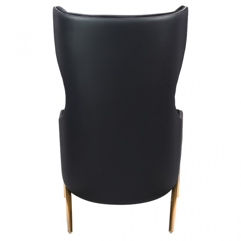 Fotel HAMPTON VELVET czarny, ekoskóra czarna - złota podstawa