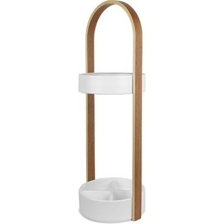 UMBRA stojak na parasolki BELLWOOD biało naturalny