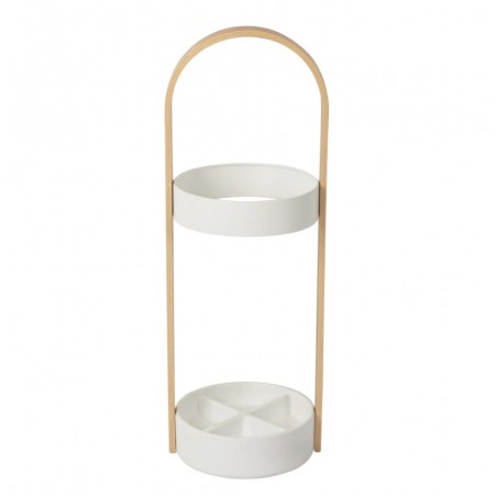 UMBRA stojak na parasolki BELLWOOD biało naturalny