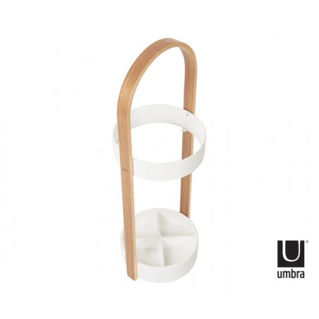 UMBRA stojak na parasolki BELLWOOD biało naturalny