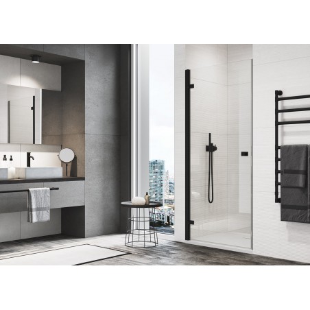 Sanswiss ANNEA Drzwi do wnęki jednoczęściowe z profilem przyściennym 800x2000 mm czarny mat