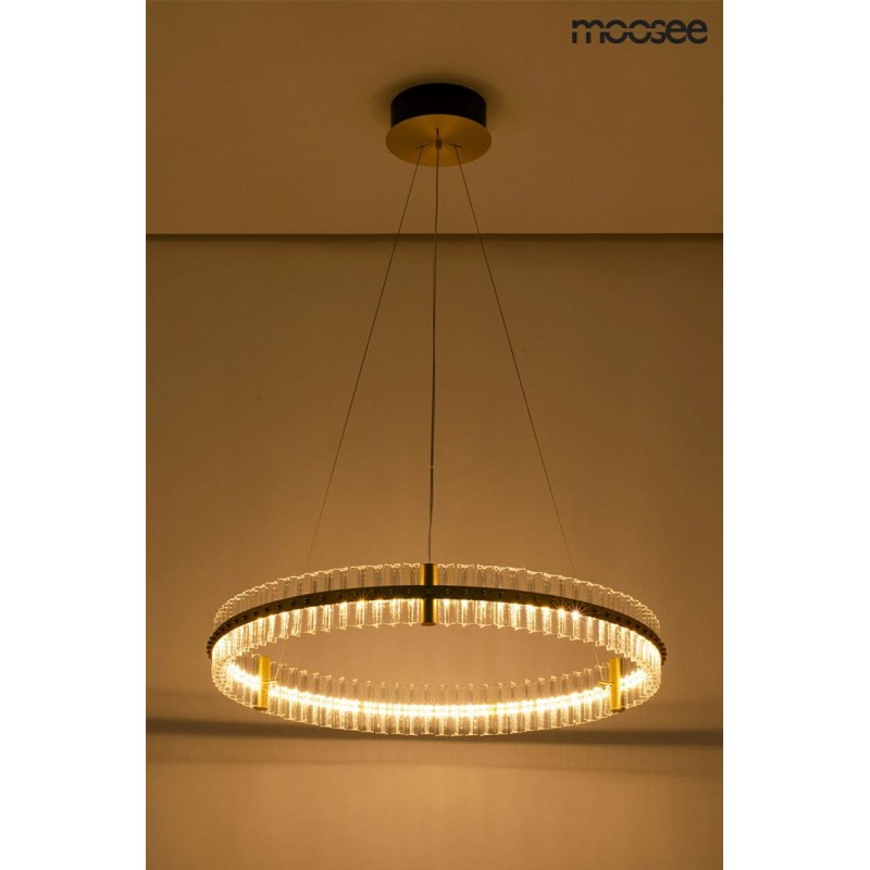 MOOSEE lampa wisząca SATURNUS 85 złota - LED, kryształ, stal szczotkowana