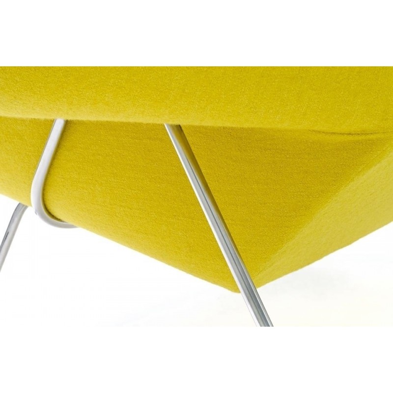 Fotel COZY z podnóżkiem, musztardowy.21 - wełna kaszmirowa, stal polerowana