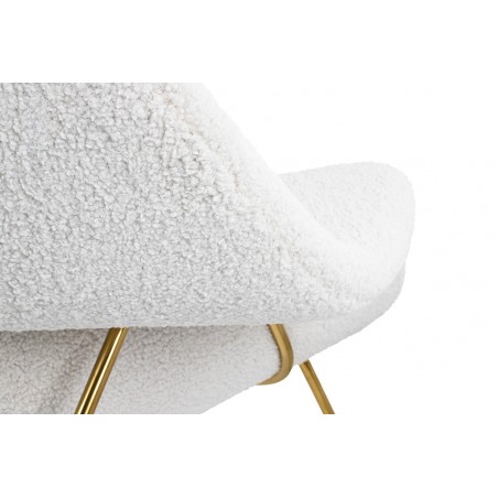 Fotel COZY TEDDY biały z podnóżkiem