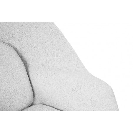 Fotel COZY TEDDY biały z podnóżkiem