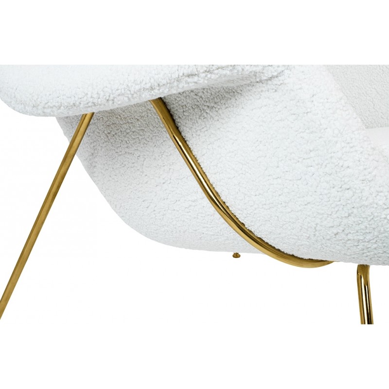 Fotel COZY TEDDY biały z podnóżkiem