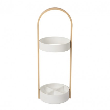 UMBRA stojak na parasolki BELLWOOD biało naturalny