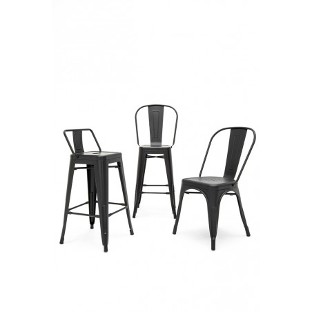 Krzesło barowe TOWER BIG BACK 76  ( Paris ) czarne