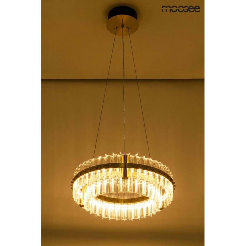 MOOSEE lampa wisząca SATURNUS 47 DUO złota - LED, kryształ, stal szczotkowana