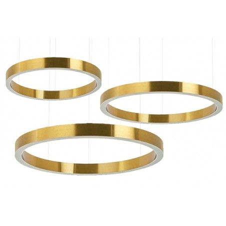 Lampa wisząca RING 60 + 80 + 100 złota na jednej podsufitce