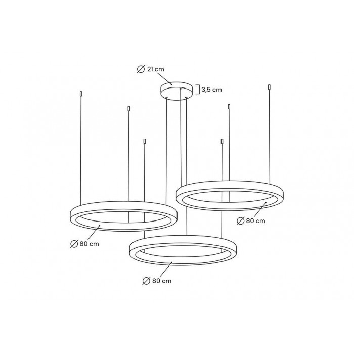 Lampa wisząca RING 80 + 80 + 80 złota na jednej...