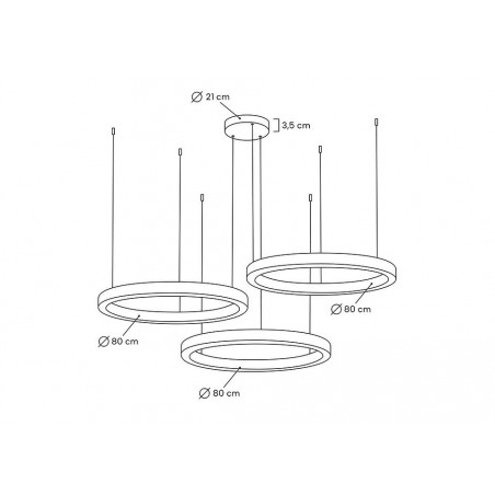 Lampa wisząca RING 80 + 80 + 80 złota na jednej podsufitce