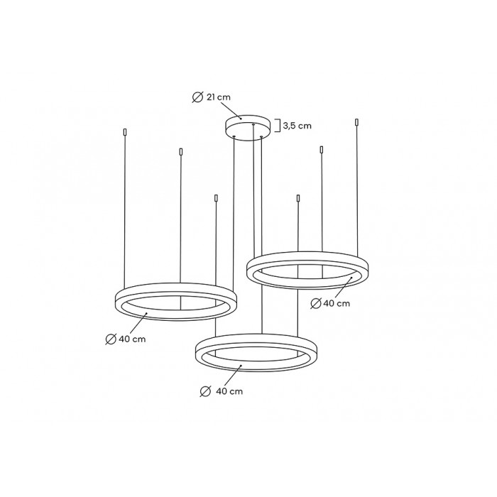 Lampa wisząca RING 40 + 40 + 40 złota na jednej...