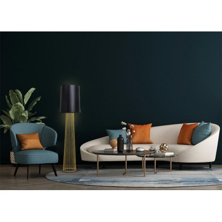 Lampa podłogowa HOLMES STRAIGHT złota z czarnym kloszem -  metal