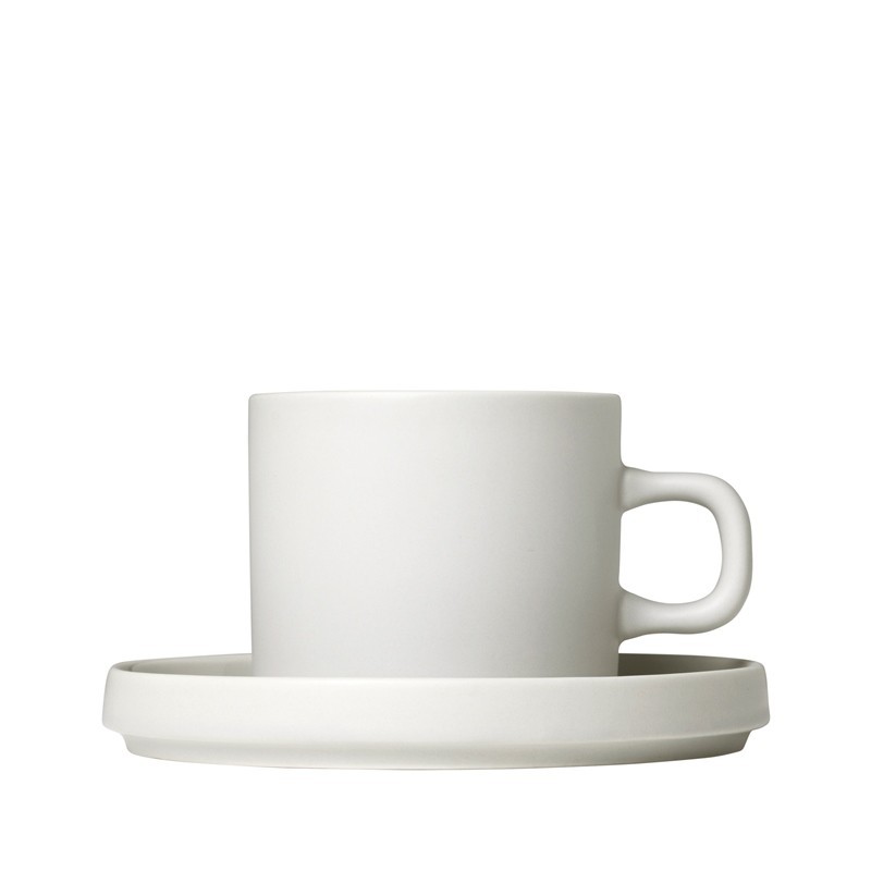 Blomus ZESTAW 2 KUBKÓW Z PODSTAWKAMI 200ML,PILAR MOONBEAM