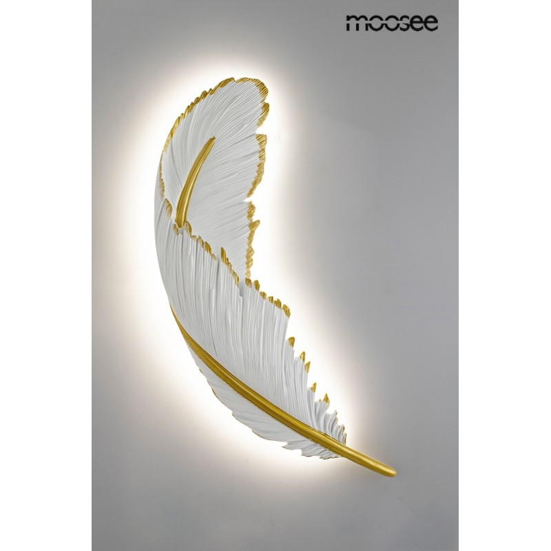 MOOSEE lampa ścienna PIÓRKO 65  biała / złota