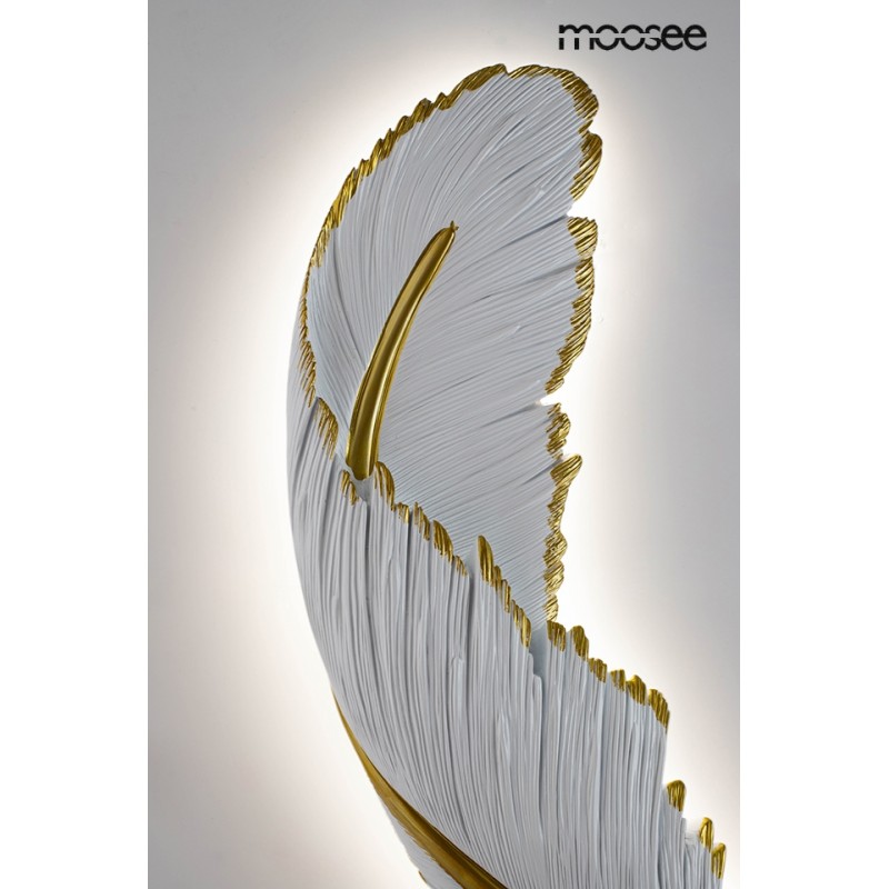 MOOSEE lampa ścienna PIÓRKO 65  biała / złota