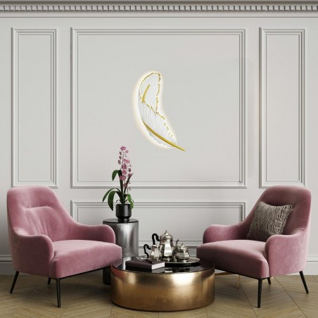 MOOSEE lampa ścienna PIÓRKO 65  biała / złota