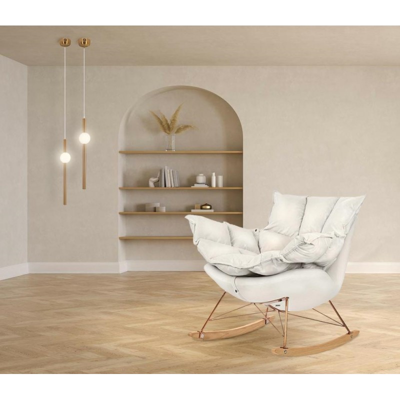 Fotel bujany SWING VELVET beżowy