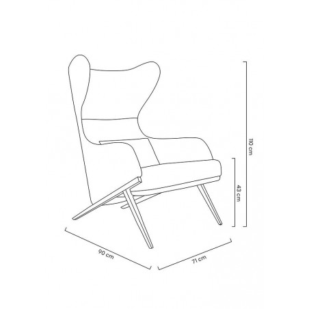 Fotel HAMPTON VELVET czarny, ekoskóra czarna - złota podstawa