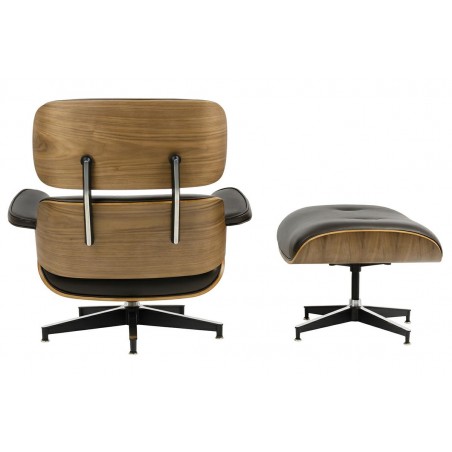 Fotel LOUNGE HM brązowy / orzech z podnóżkiem