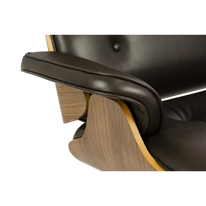 Fotel LOUNGE HM brązowy / orzech z podnóżkiem