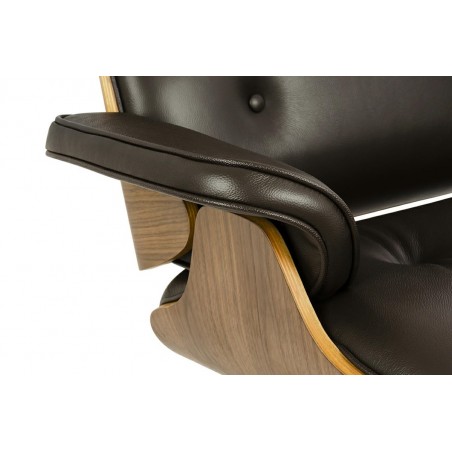 Fotel LOUNGE HM brązowy / orzech z podnóżkiem