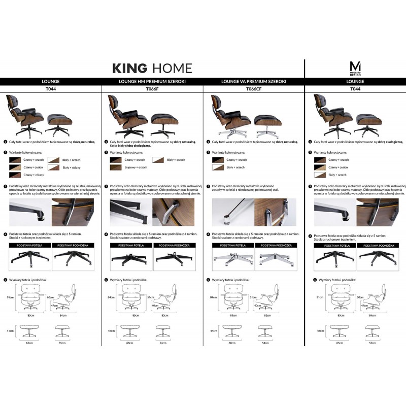 Fotel LOUNGE HM brązowy / orzech z podnóżkiem