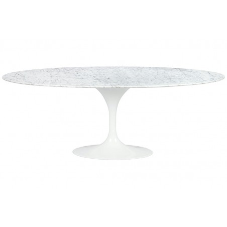 Stół TULIP ELLIPSE MARBLE CARRARA biały - blat owalny marmurowy, metal