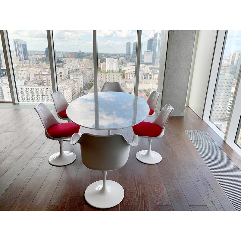 Stół TULIP ELLIPSE MARBLE CARRARA biały - blat owalny marmurowy, metal