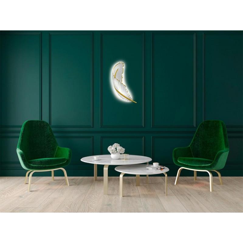 MOOSEE lampa ścienna PIÓRKO 65  biała / złota