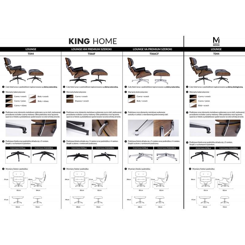 Fotel LOUNGE czarny / róża - skóra naturalna