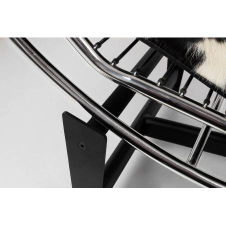 Leżanka DIVANO PONY czarno biała - skóra naturalna, chrom