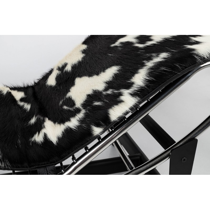 Leżanka DIVANO PONY czarno biała - skóra naturalna, chrom