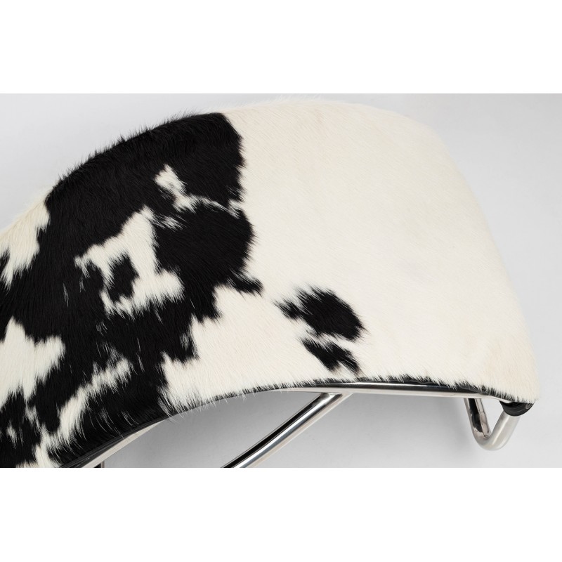 Leżanka DIVANO PONY czarno biała - skóra naturalna, chrom