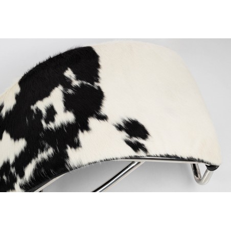 Leżanka DIVANO PONY czarno biała - skóra naturalna, chrom