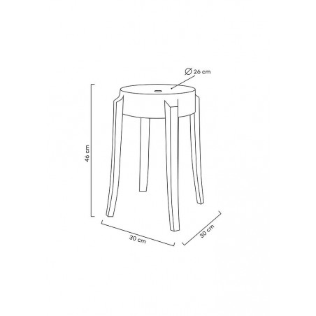 Stołek CHARLES 46 transparentny - poliwęglan