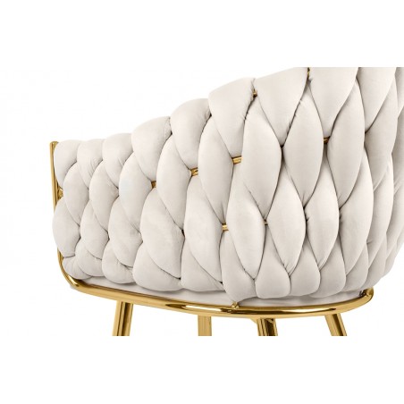 Krzesło TRESSE beżowe - welur, podstawa złota