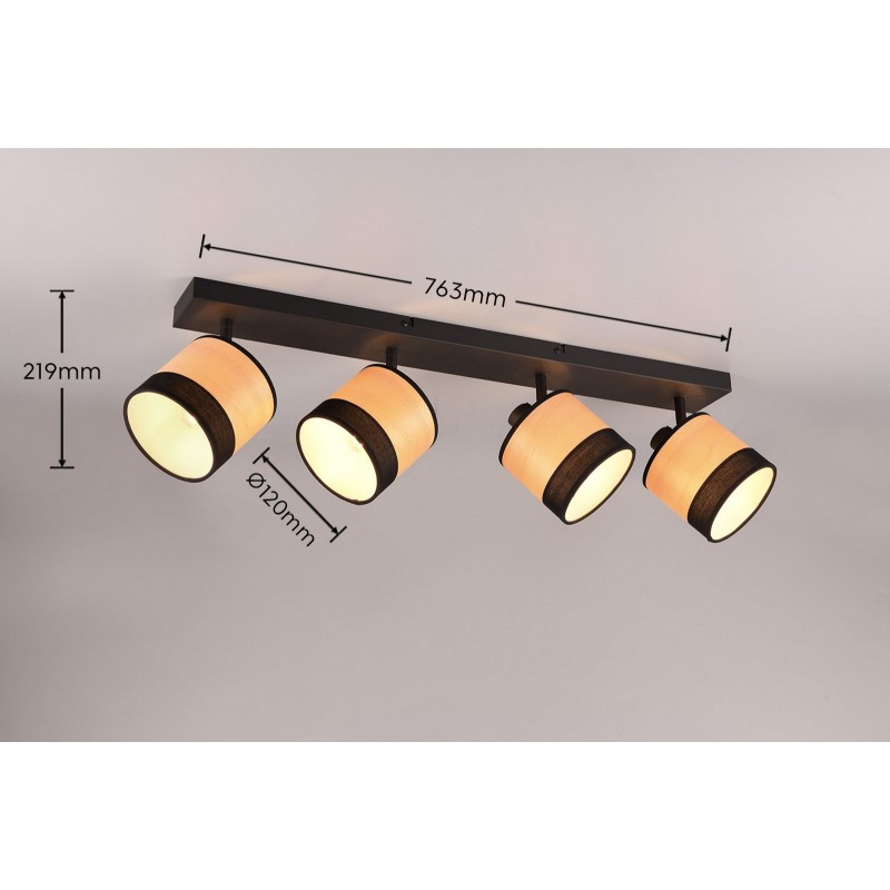 RL Reflektor sufitowy BOLZANO R81664032 czarny, drewno jasne i ciemne