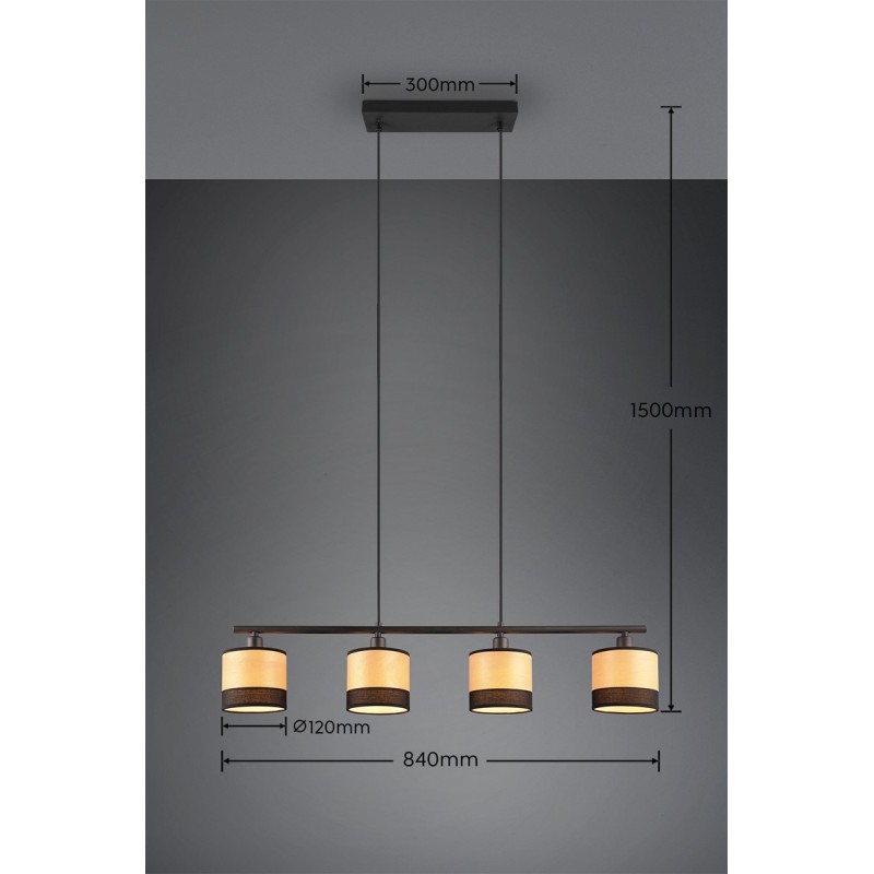 RL Lampa wisząca nowoczesna BOLZANO R31664032 czarny, drewno jasne i ciemne