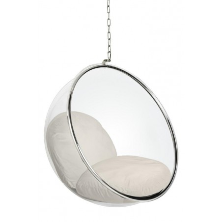 Fotel wiszący BUBBLE poduszka  beżowa- korpus akryl, poduszka velvet