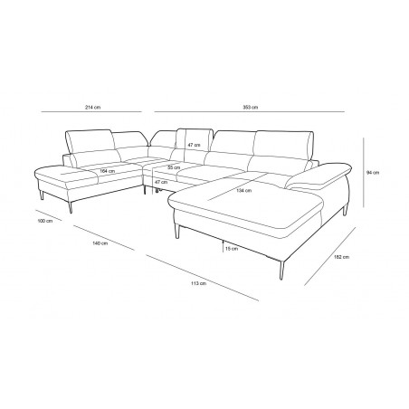 Narożnik EDIE C2 z funkcją spania - I grupa tkanin