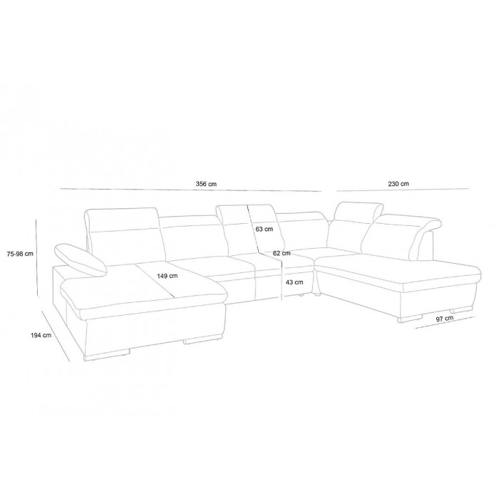 Narożnik NONA L z funkcją spania - I grupa tkanin